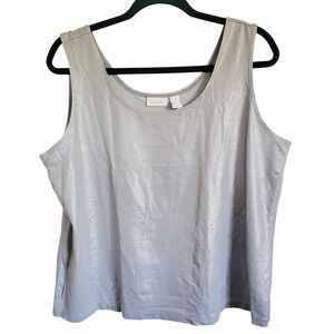 Chico's 3‎ Silver Shimmer Tank Top Wide Straps XL Stretch